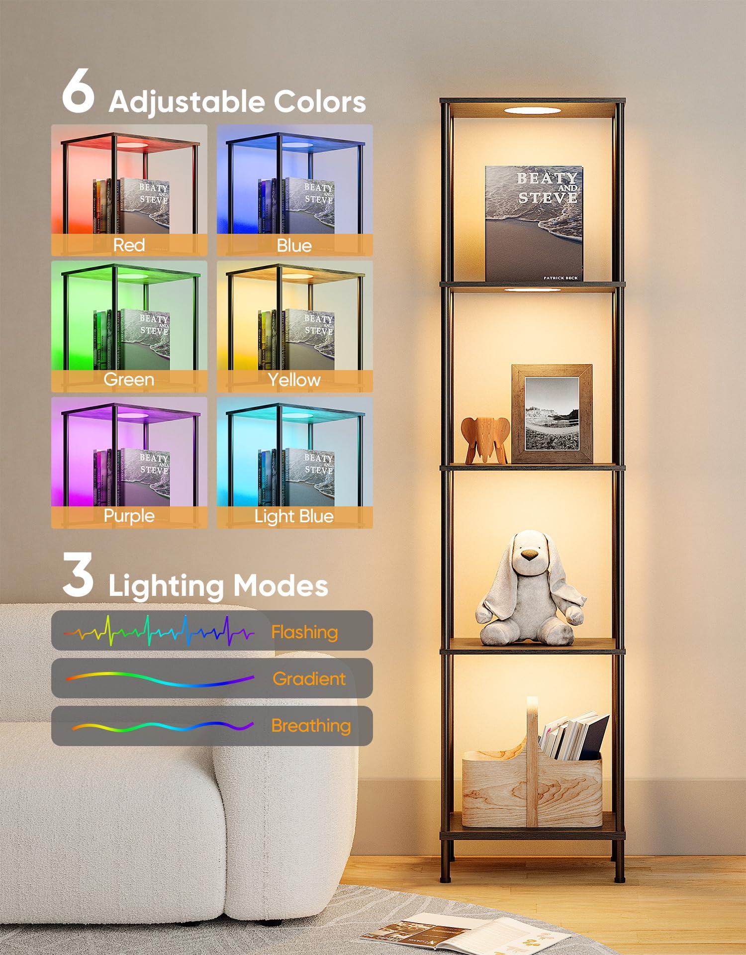 PARTPHONER versatile floor lamp fits living room, bedroom, or office decor.