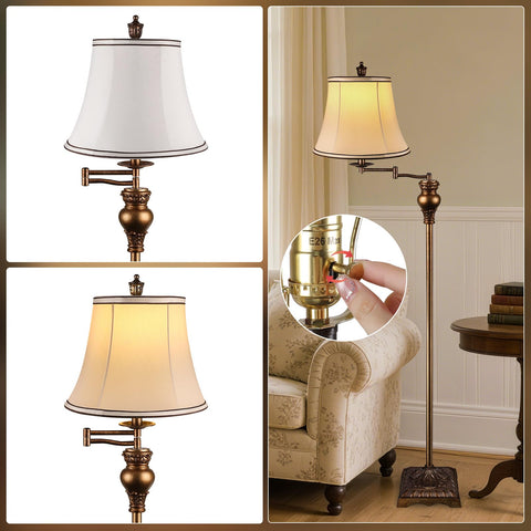 PARTPHONER Vintage Floor Lamp 350-degree arm lets you aim light precisely