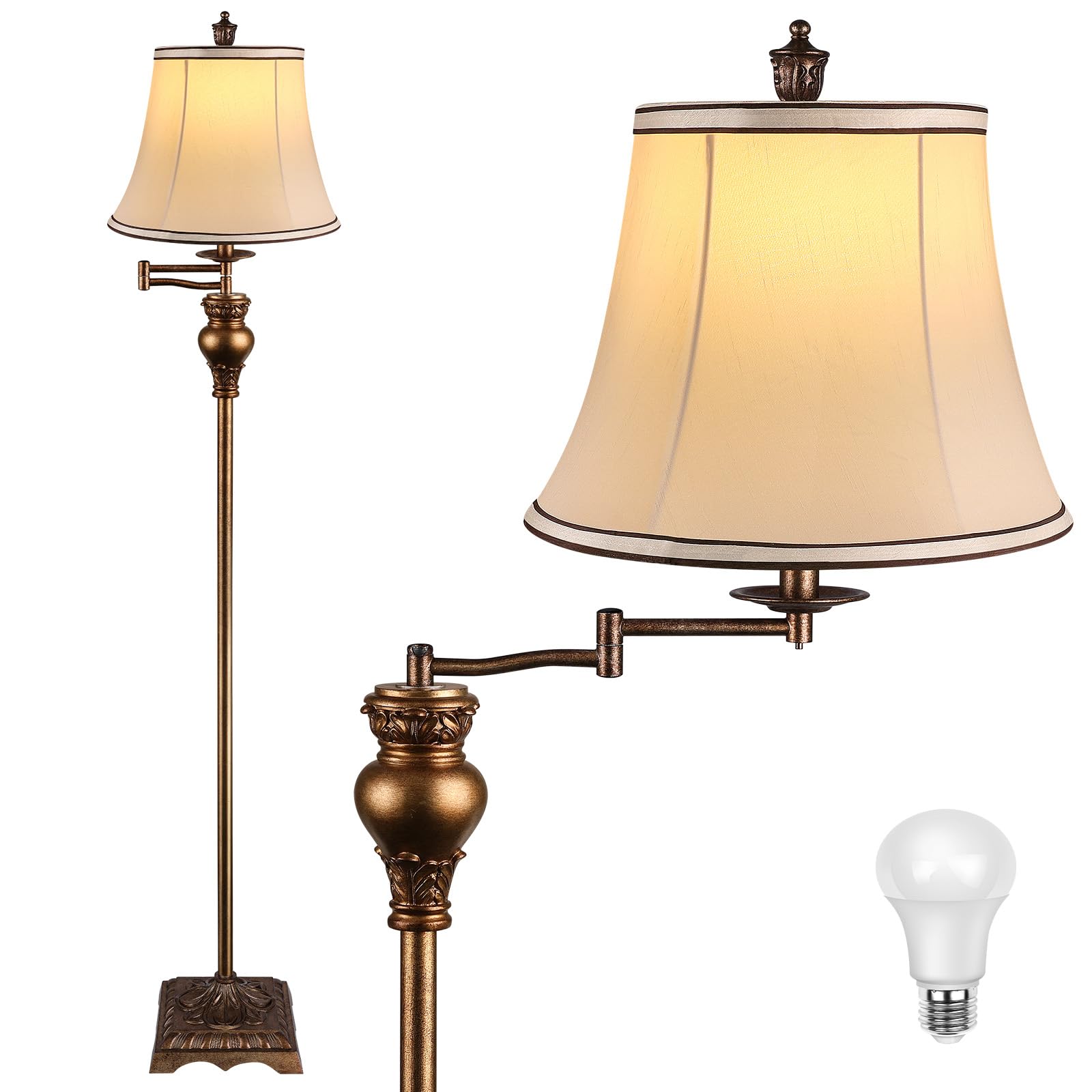 PARTPHONER Vintage Floor Lamp base stability for safe, steady lighting in any living room