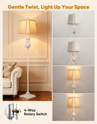 PARTPHONER vintage floor lamp with beige linen shade complements living spaces