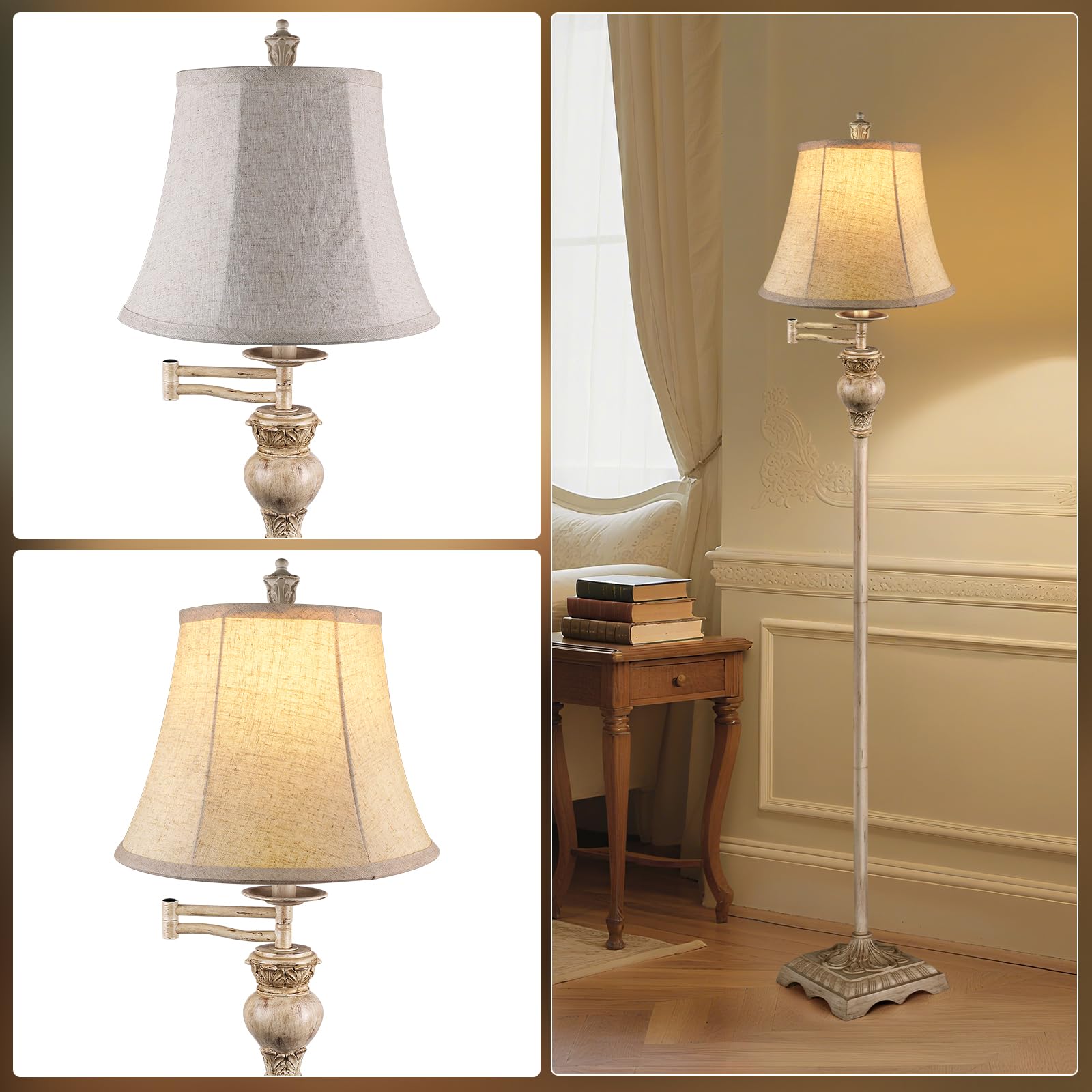 PARTPHONER vintage floor lamp swing-arm lets you direct light precisely for reading