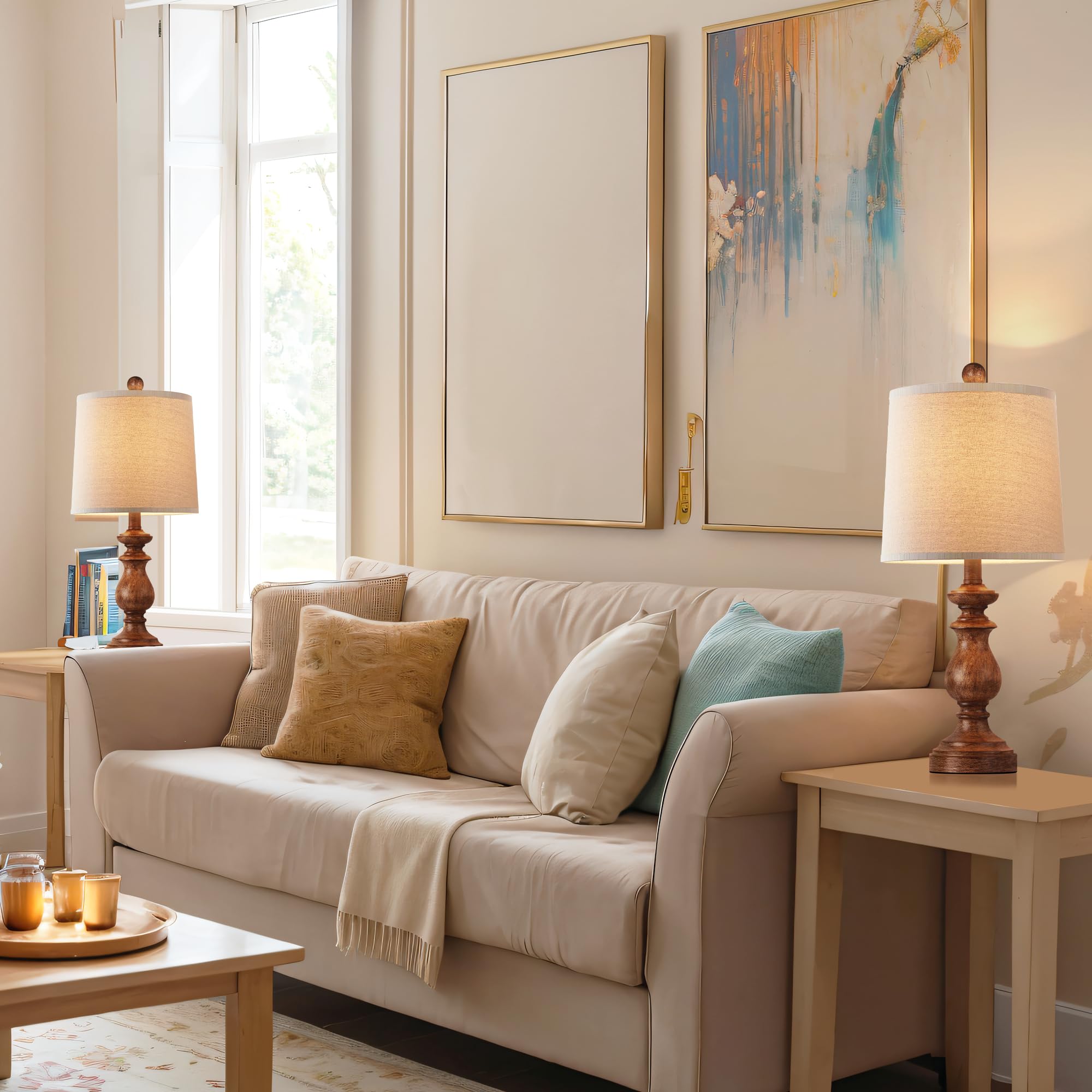 PARTPHONER vintage-style farmhouse lamps provide timeless appeal.