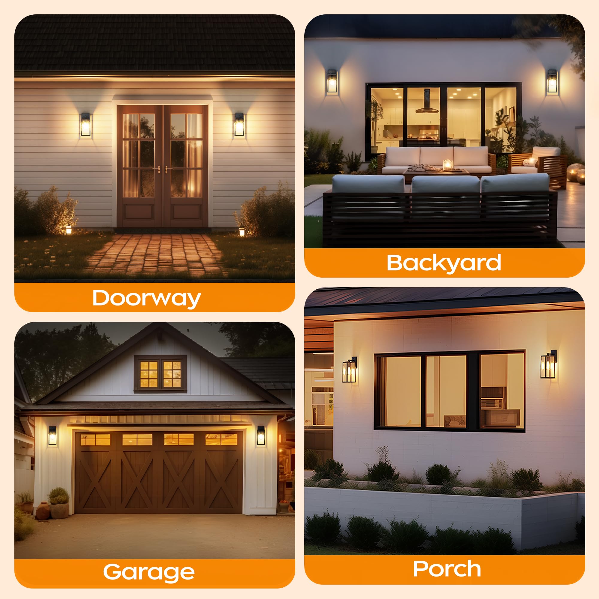 PARTPHONER two-pack wall sconces for balanced exterior lighting