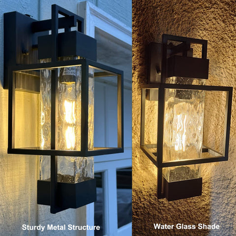 PARTPHONER water glass sconce softly diffuses light for porch ambiance.