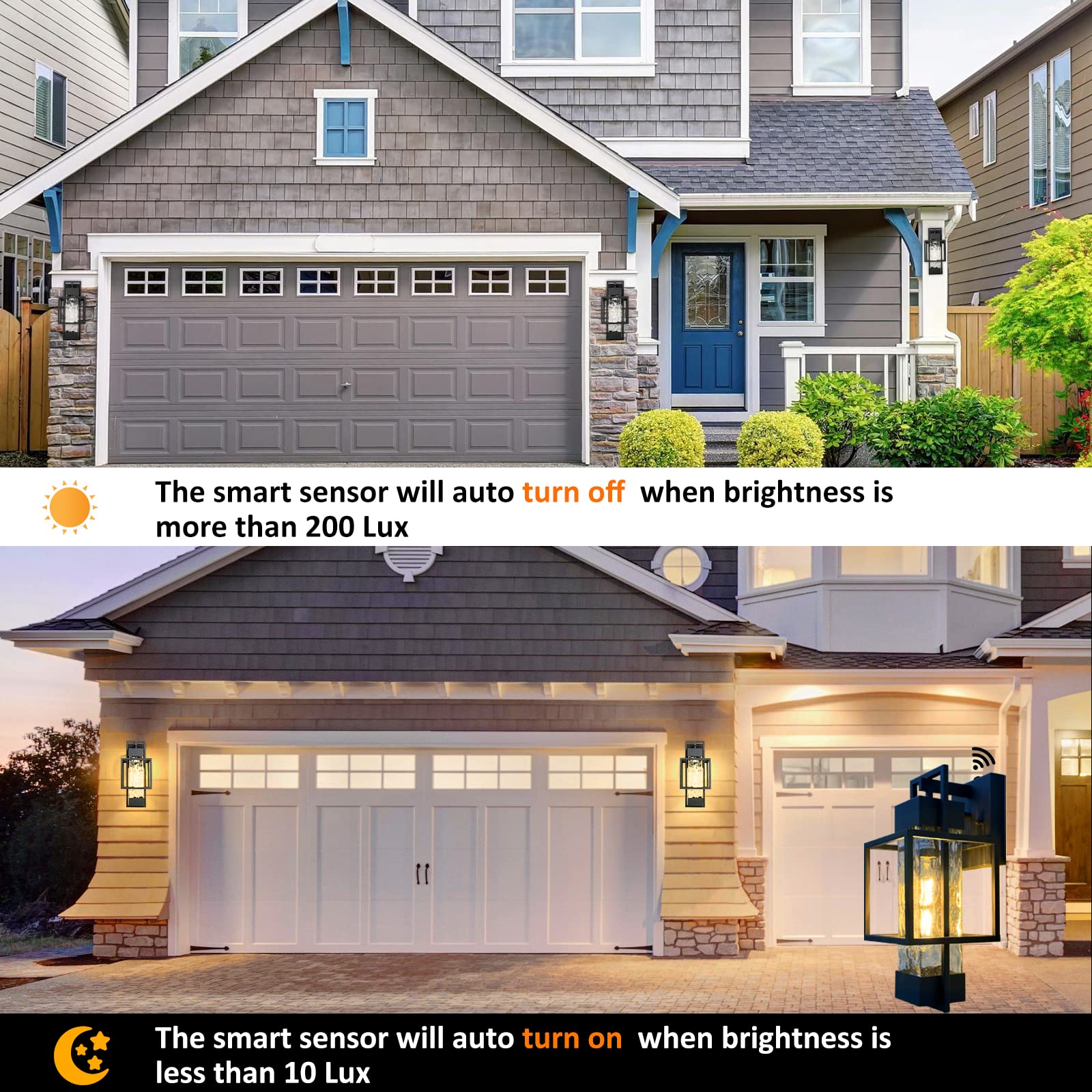 PARTPHONER weather-resistant exterior light withstands rain, snow, and ice outdoor use.