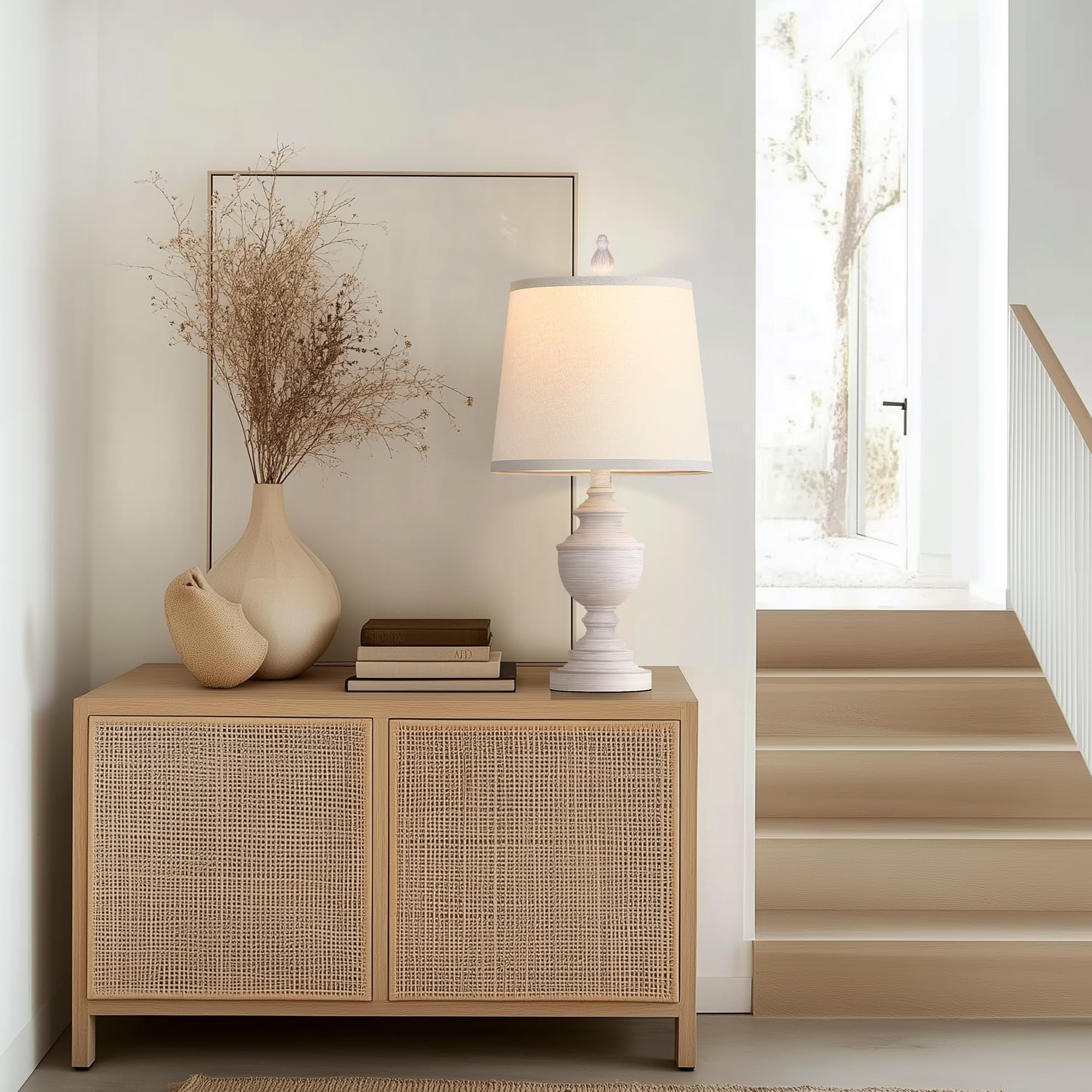 PARTPHONER white fabric shade detail softens light for evenings