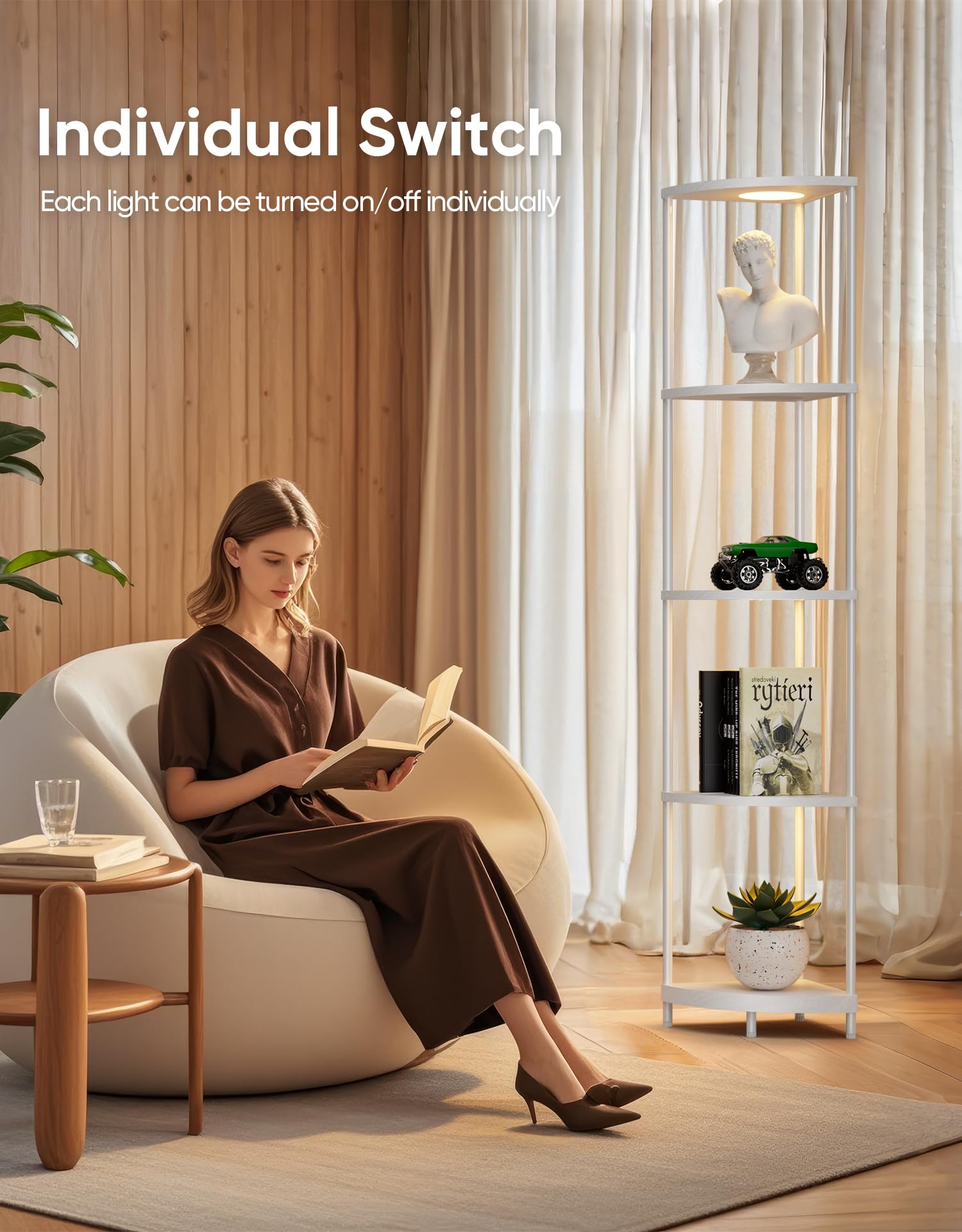 PARTPHONER white wood and metal stand provides sturdy storage and style.