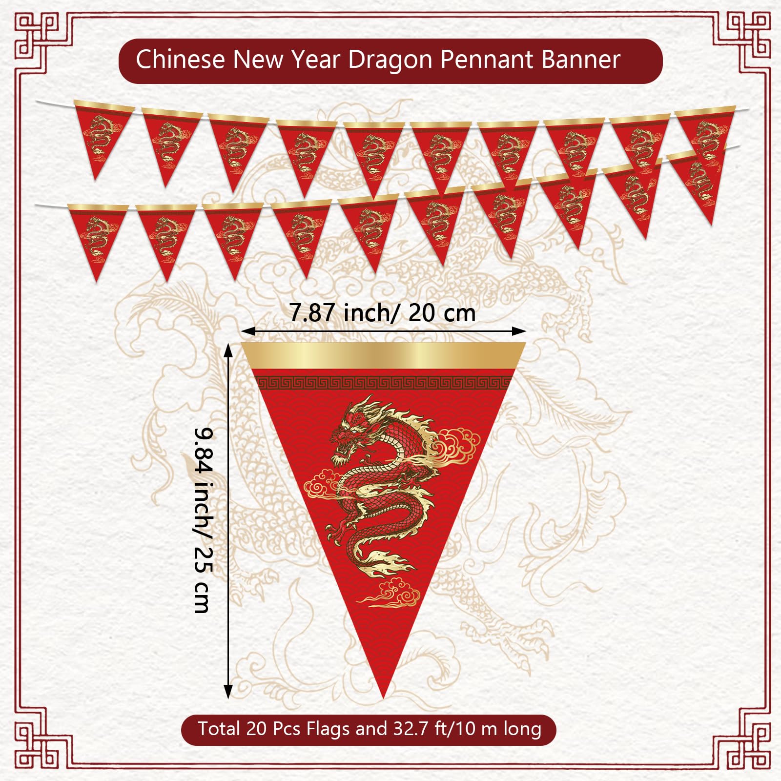 Party Greeting triangle bunting flags decorate long garlands for celebrations.