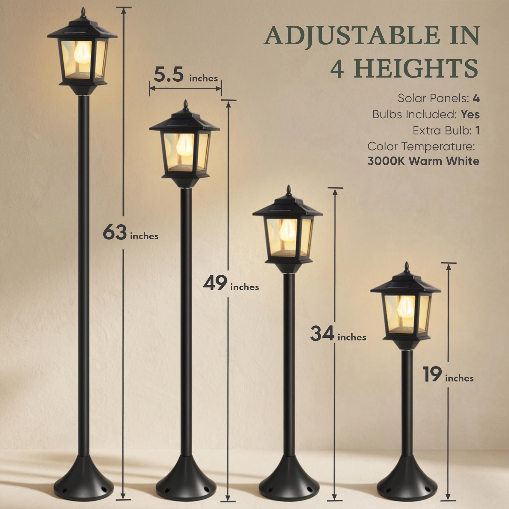 PASAMIC adjustable-height post light lets you tailor height for pathways and entryways.