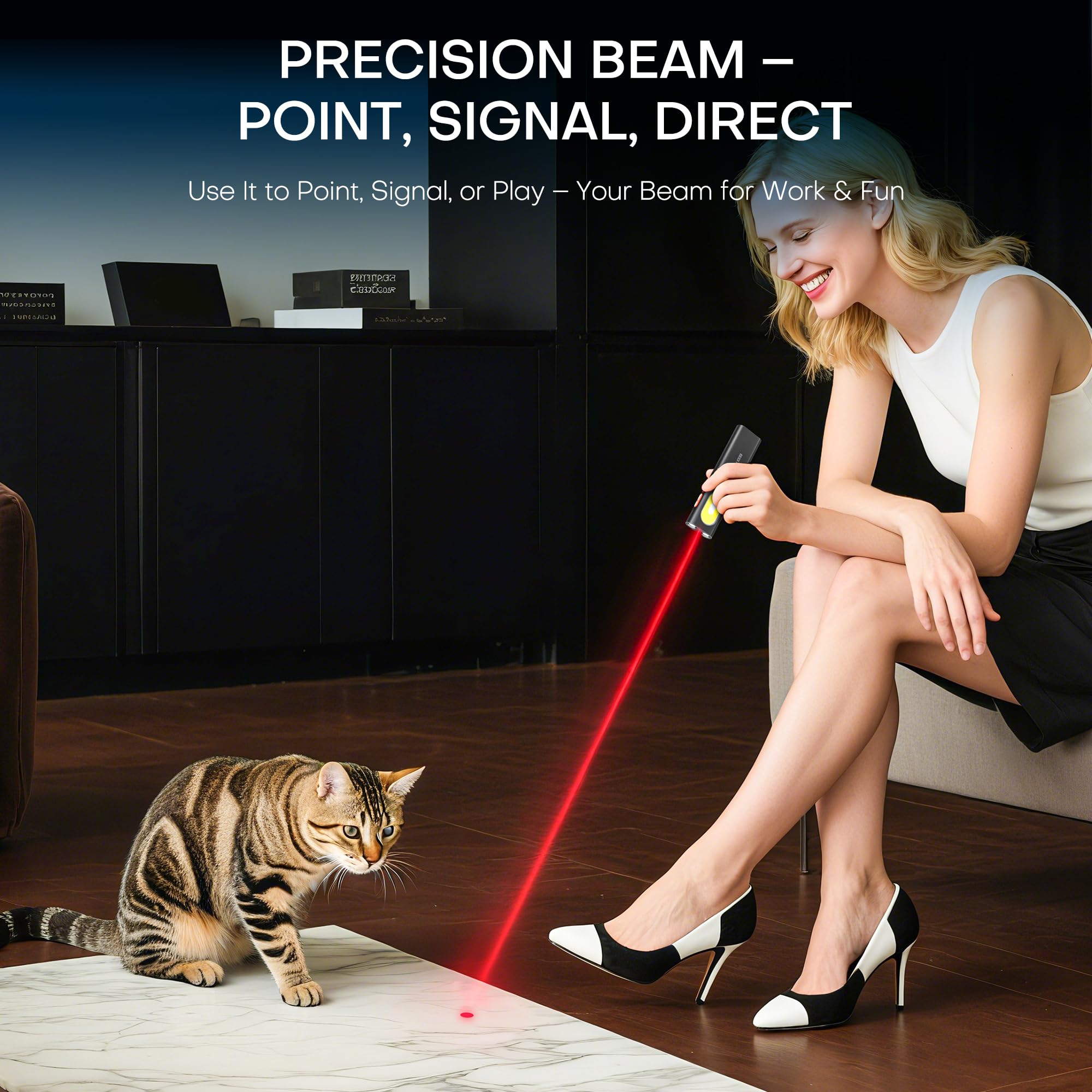PASIION EDC flashlight COB white modes with three brightness levels for work lighting