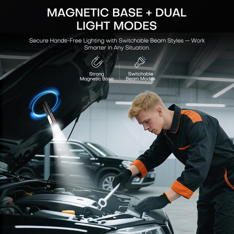 PASIION EDC flashlight magnetic base enabling hands-free use on metal surfaces