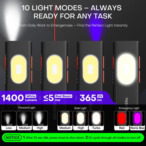 PASIION EDC flashlight UV light feature for stain and detail reveal