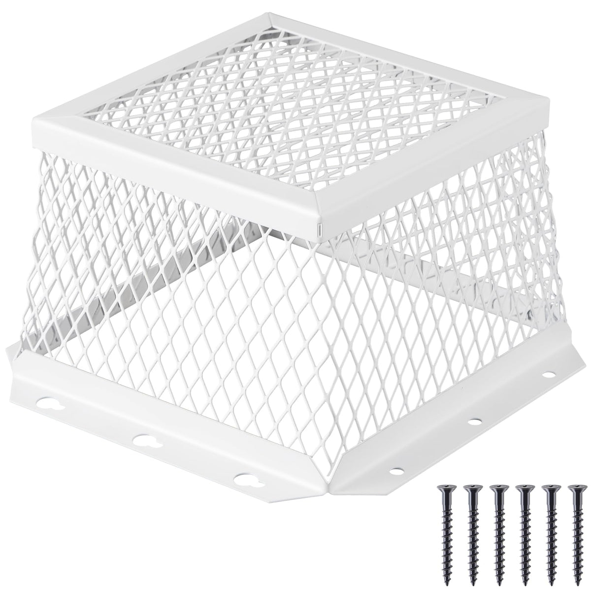 Pasimy universal vent guard front view in white, fits many 3-4 inch vents.