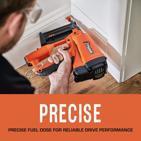 Paslode compact brad nailer in use on a trimming project