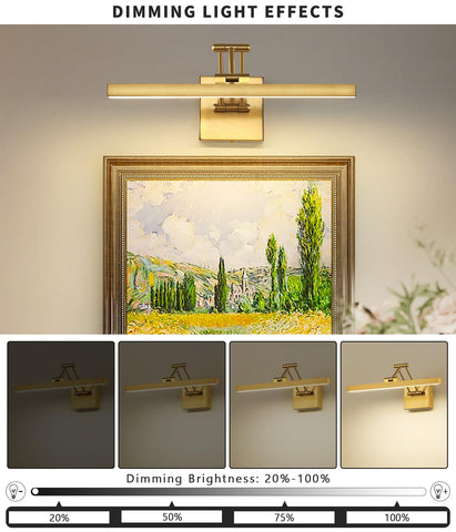 Pasoar brass swing-arm art light directs light precisely onto canvases.