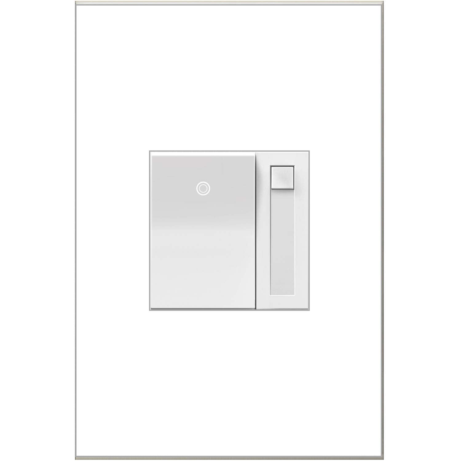 Pass & Seymour Adorne dimmer paddle rocker for seamless on/off control.