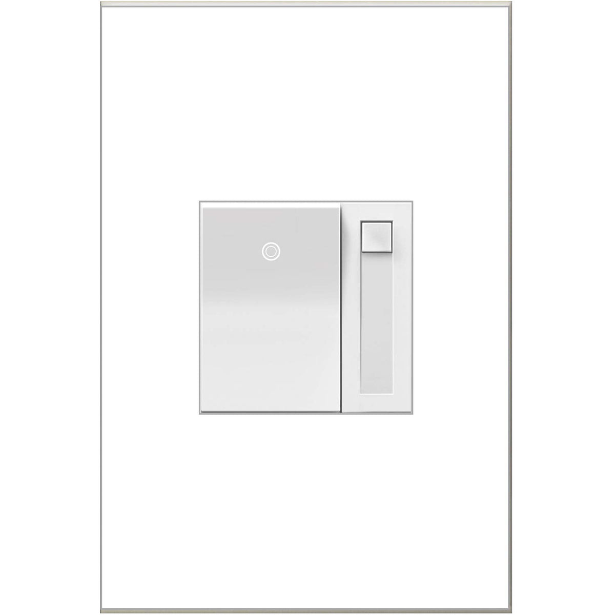 Pass & Seymour Adorne dimmer paddle rocker for seamless on/off control.