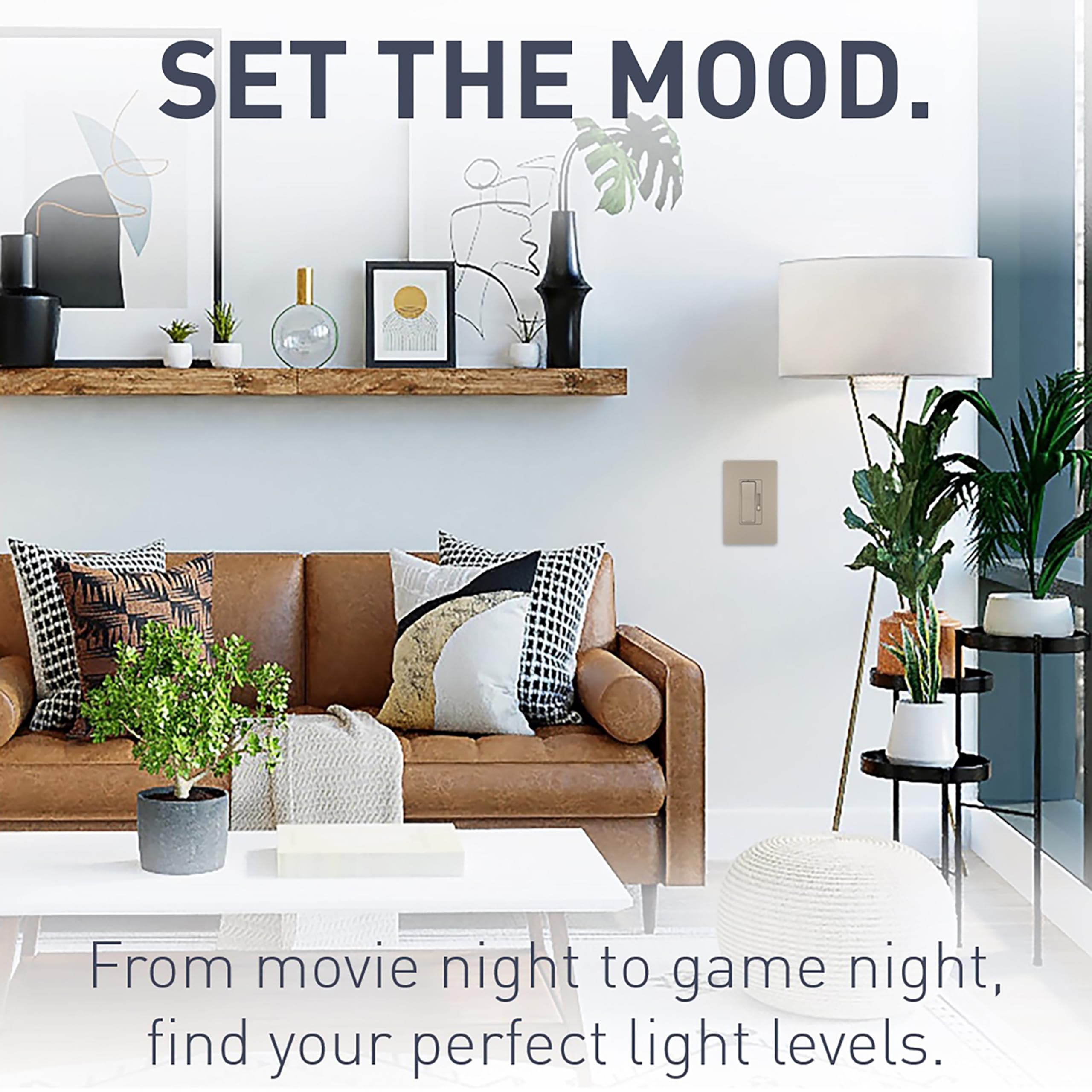 Pass & Seymour Radiant dimmer in single-pole mode enables simple one-location control.