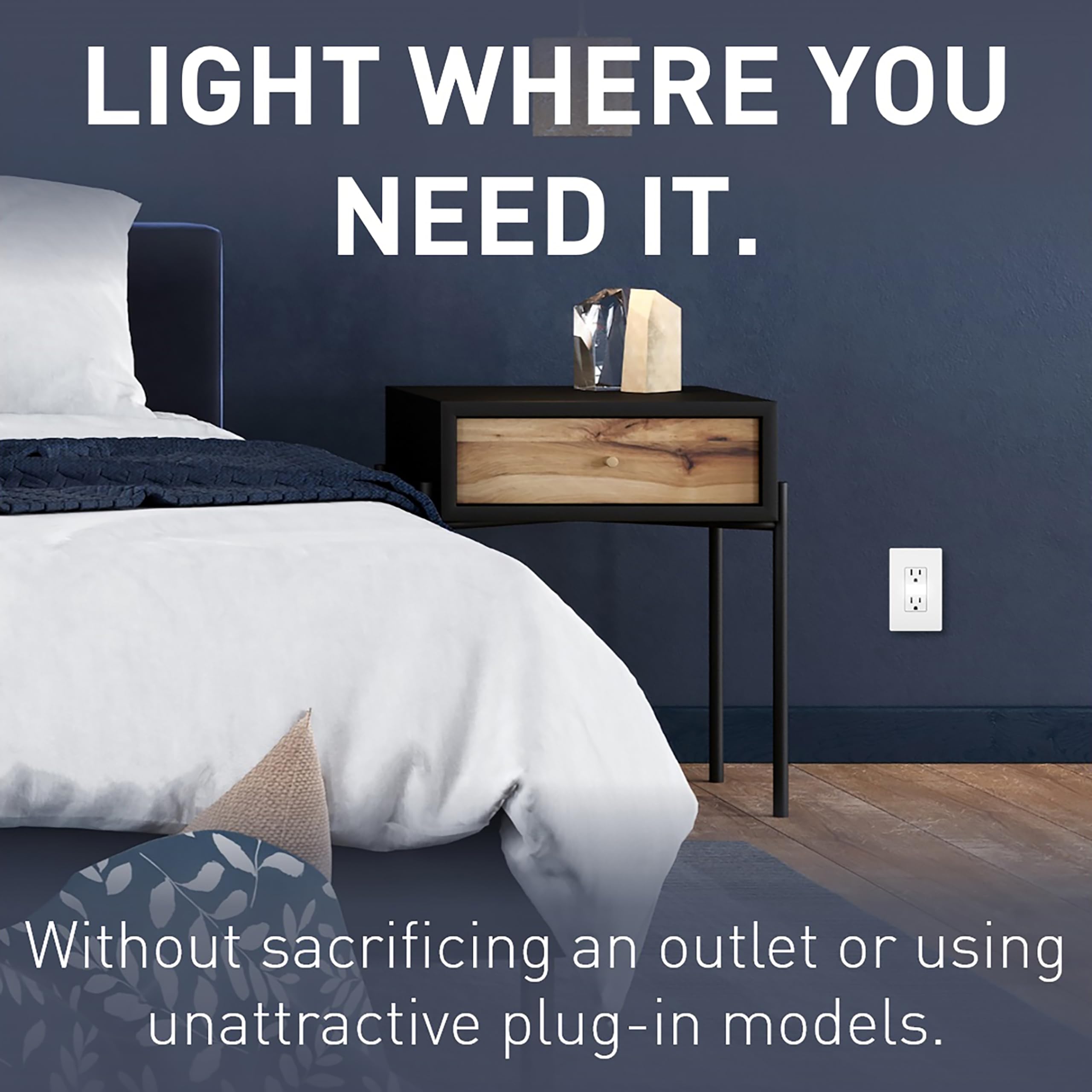Pass & Seymour radiant night light on with ambient glow for safe nighttime navigation.