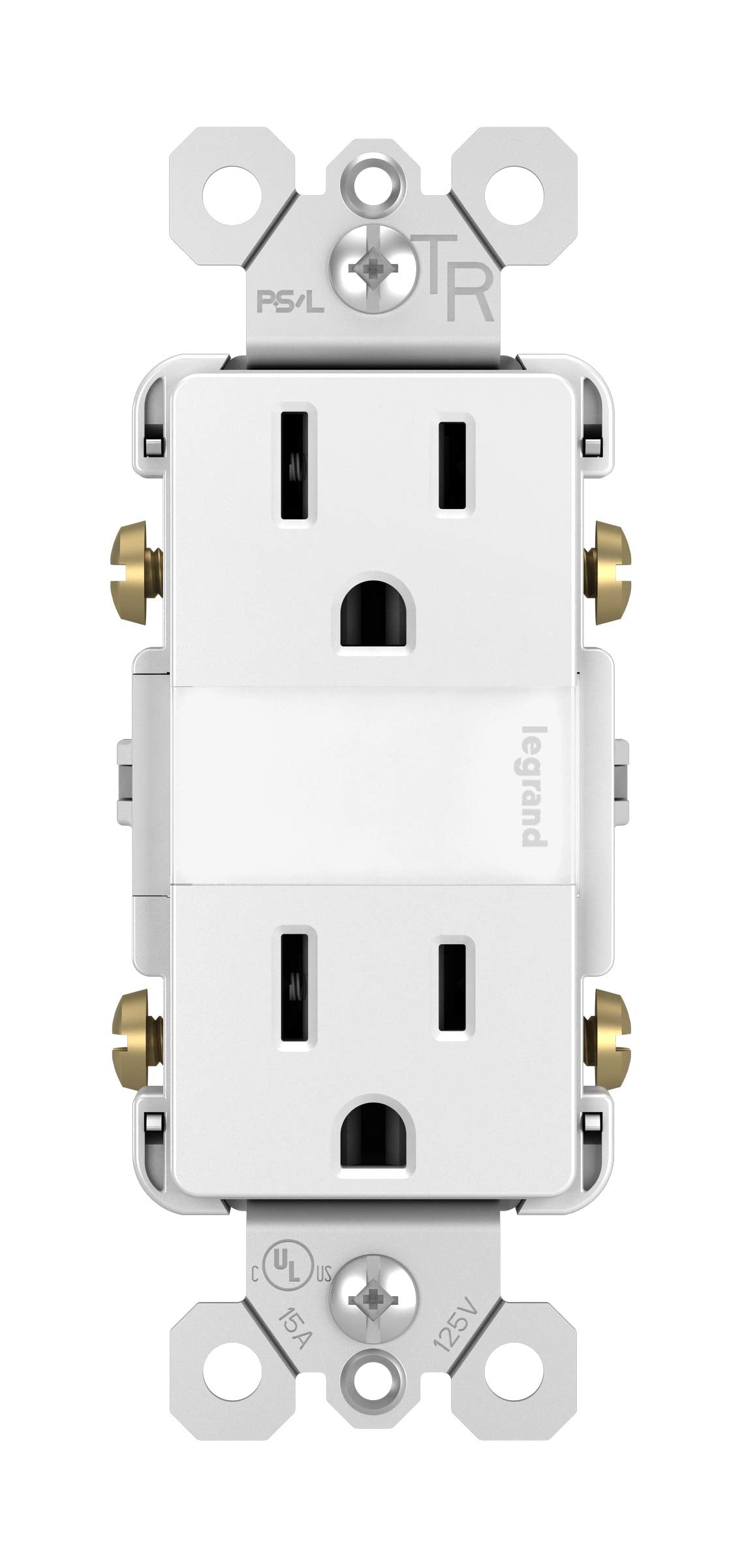 Pass & Seymour radiant night light outlet front view with ambient sensor for automatic illumination.