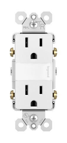 Pass & Seymour radiant night light outlet front view with ambient sensor for automatic illumination.
