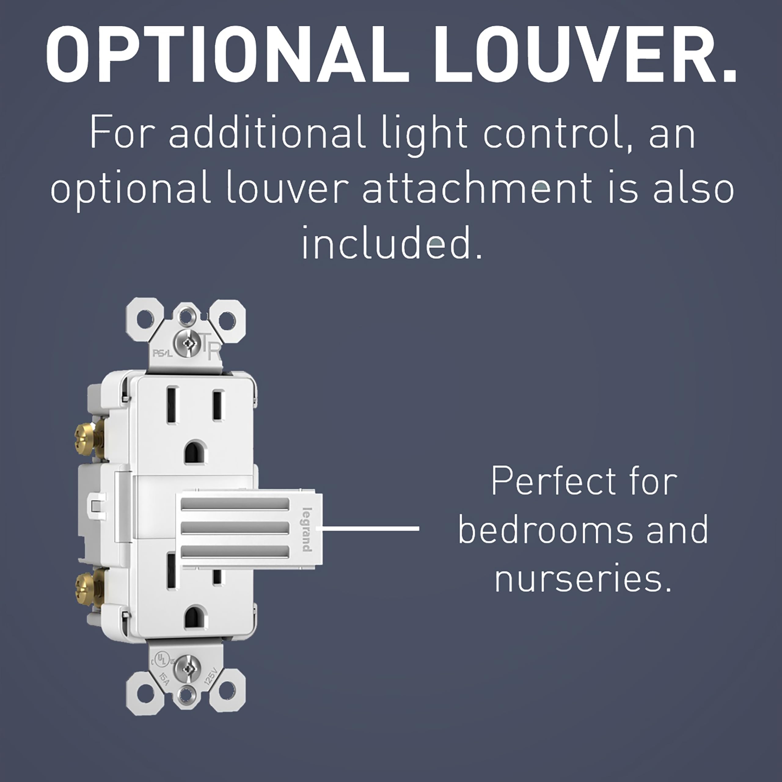 Pass & Seymour radiant night light outlet installed in wall with screwless plate.