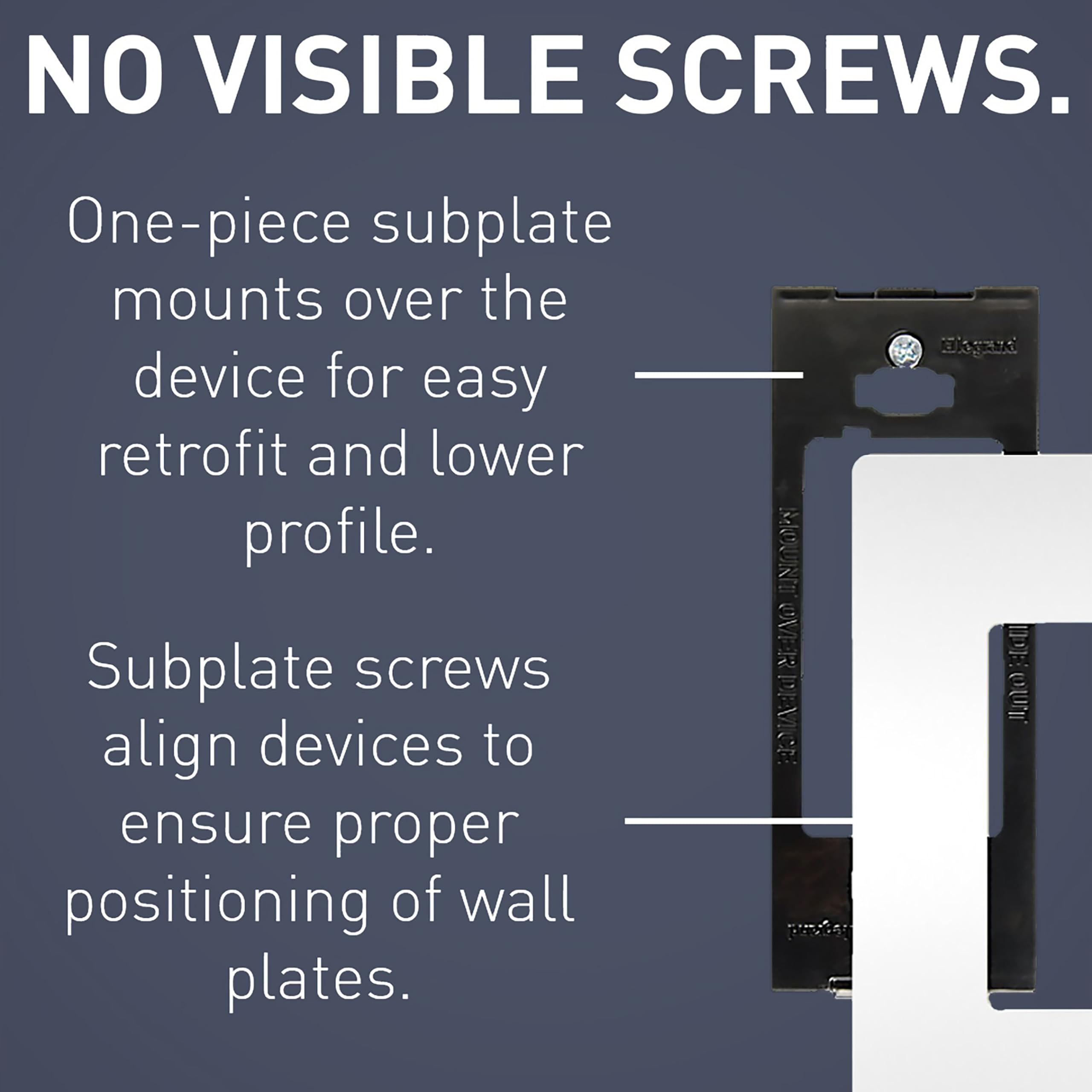 Pass & Seymour Radiant screwless wall plate in white close-up highlighting durability