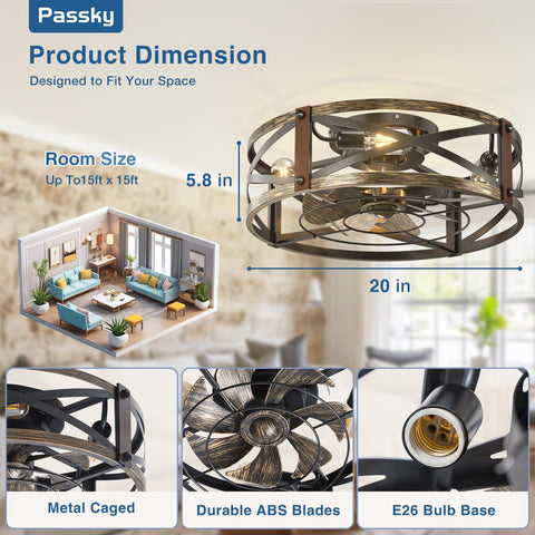 Passky 6-speed DC motor delivers quiet airflow for year-round comfort.
