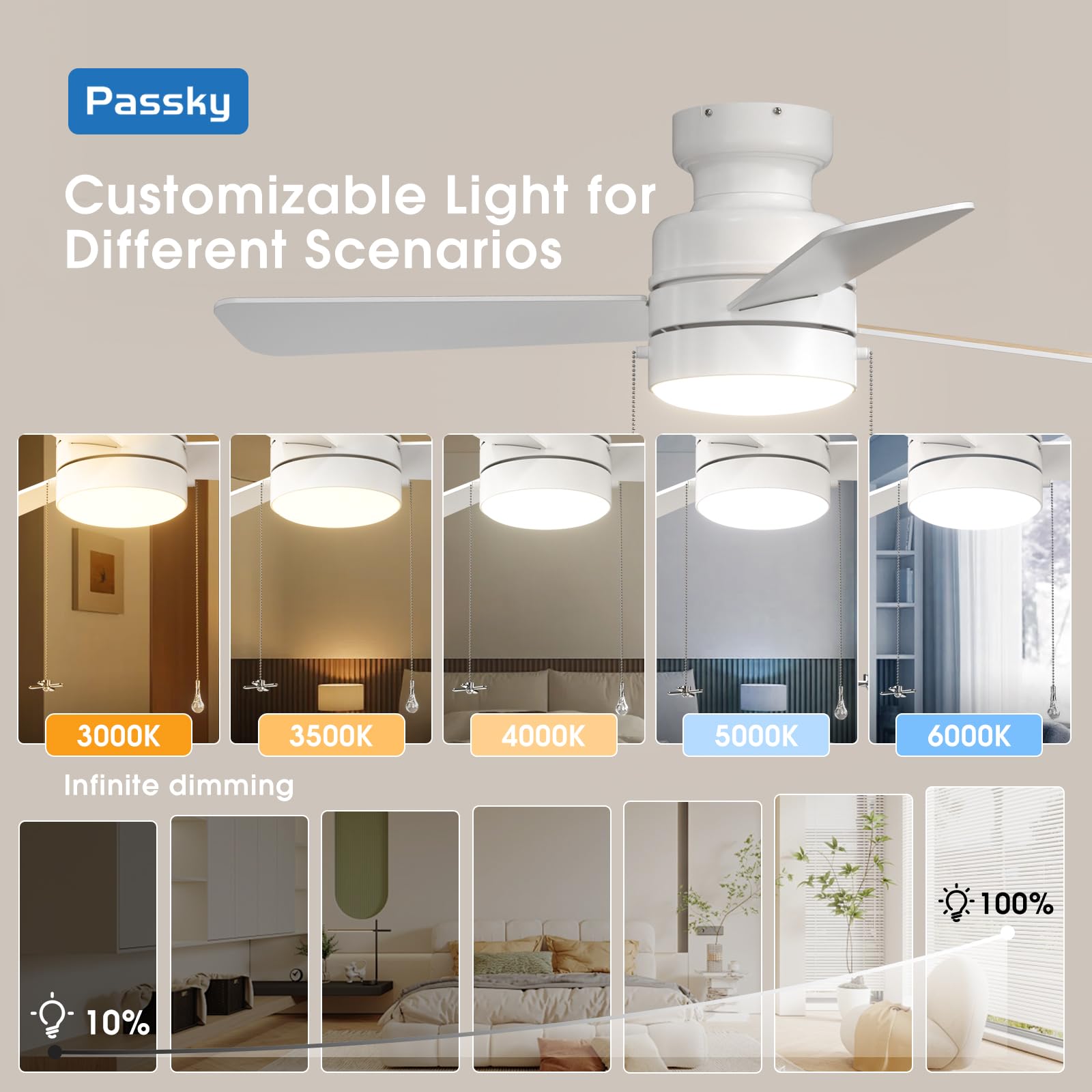 Passky dual-colored blades white and yellow wood for a stylish look.