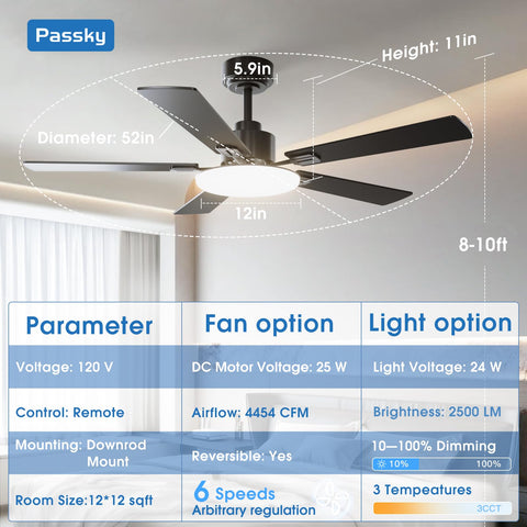 Passky dimmable light with 3 color temperatures for ambiance.