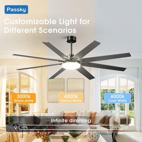 Passky dimmable light with 3CCT remote control panel in use