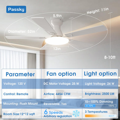 Passky flush-mount installation guide for a space-saving ceiling setup.