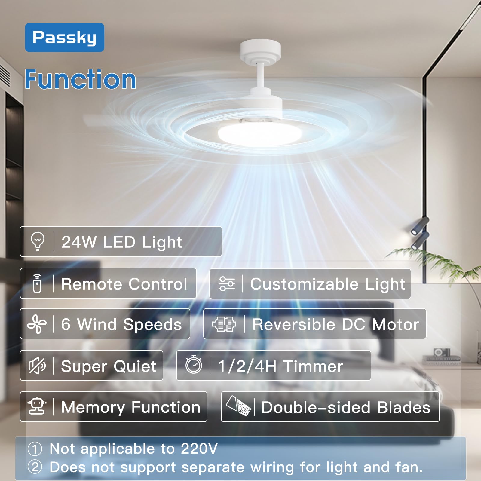 Passky light with 3 color temps (3000-4500-6000K) complements any mood.