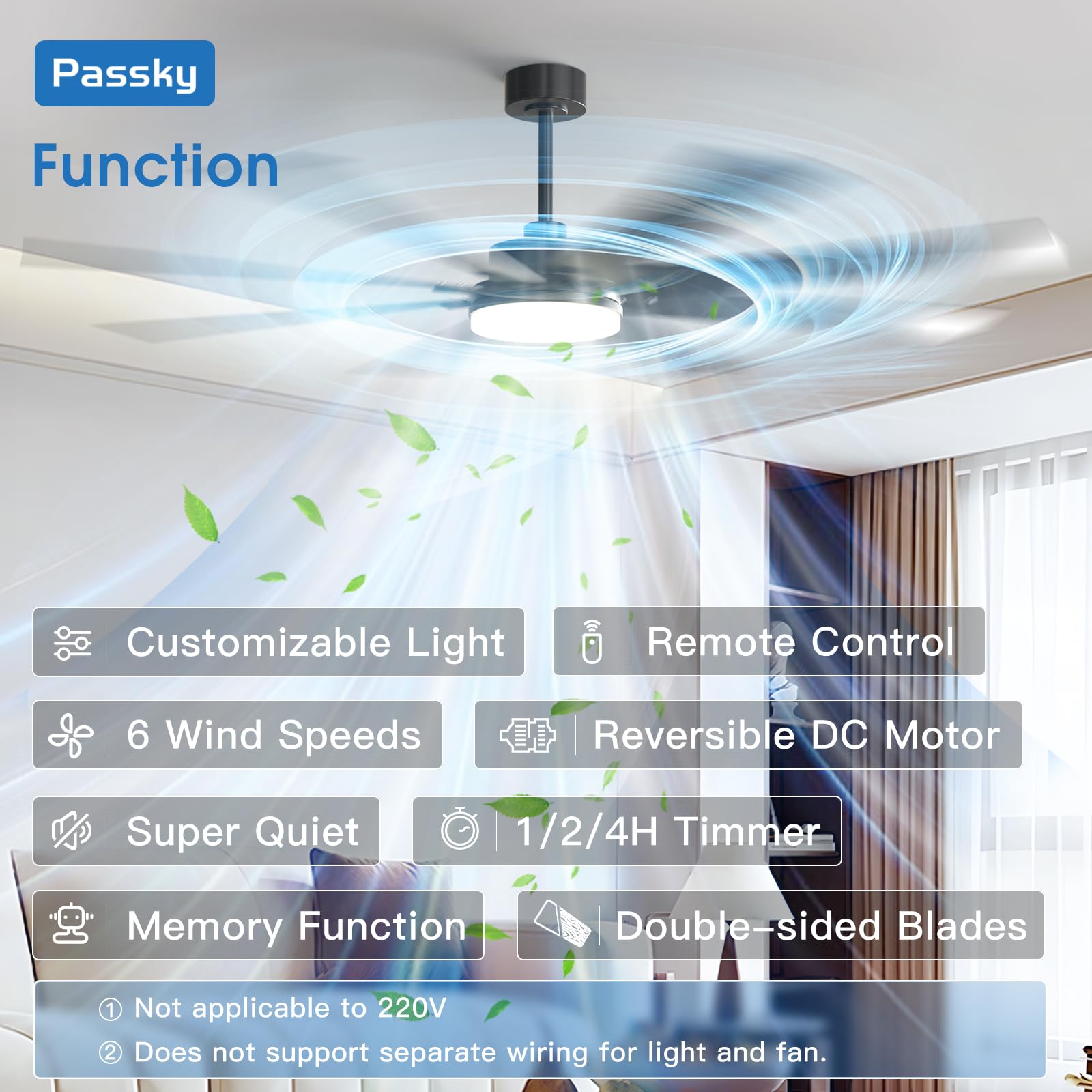 Passky outdoor patio ceiling fan in quiet operation for outdoor spaces