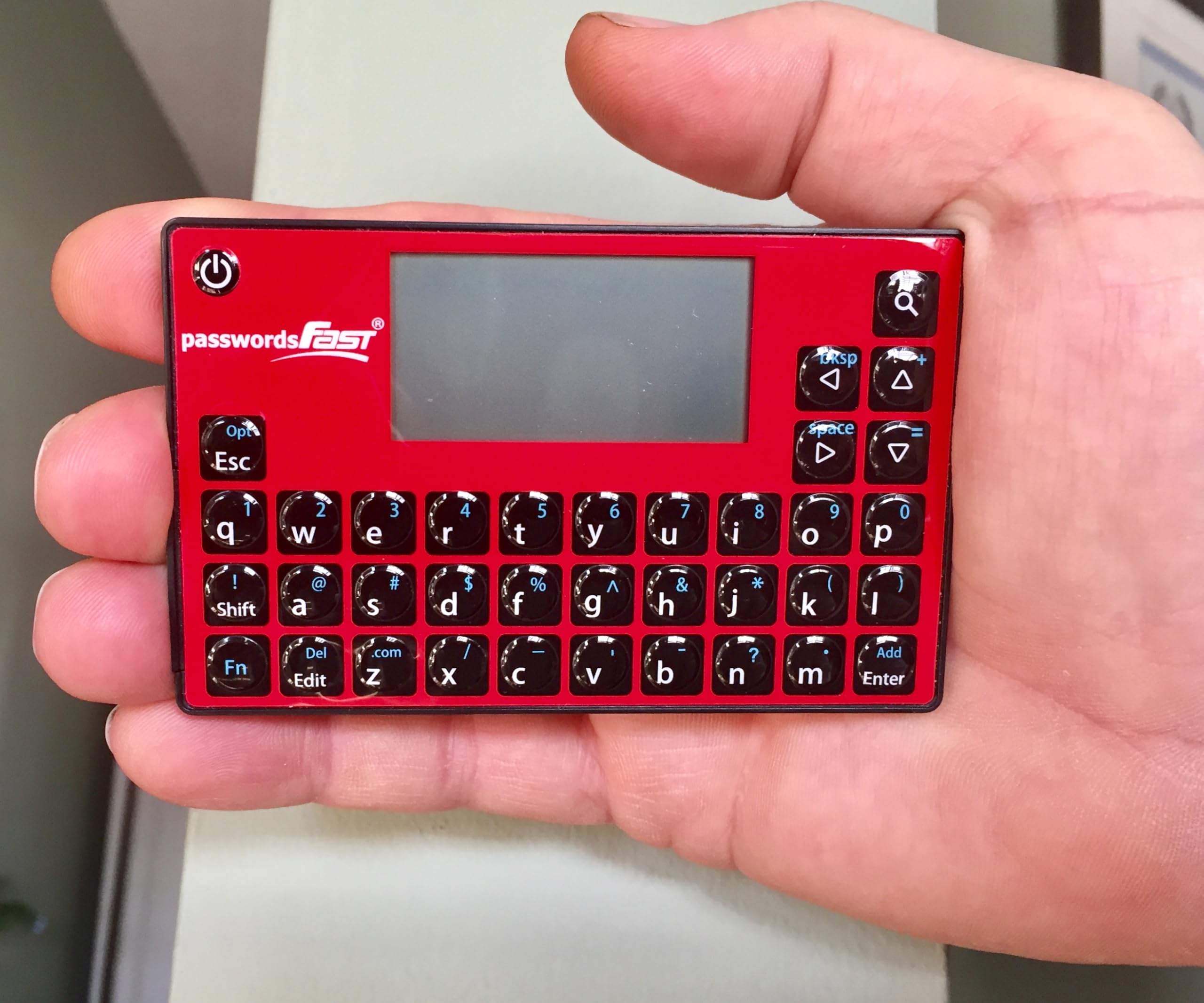 passwordsFAST sleek compact design fits in your hand for quick access.