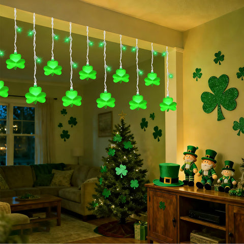 PASUTO IP44 waterproof shamrock lights for outdoor patio or porch celebrations