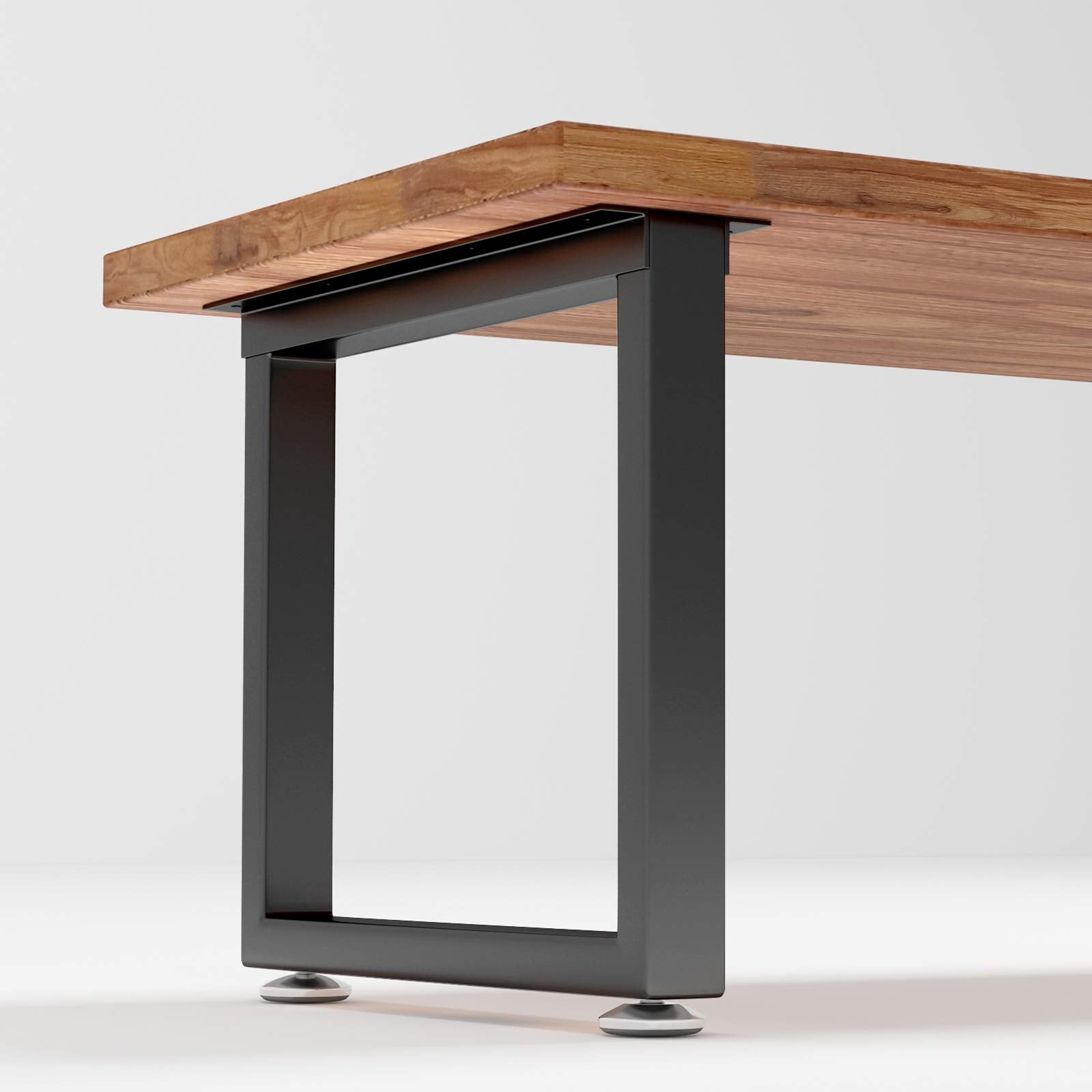 Patavinity metal table leg with adjustable feet ensures level surfaces on uneven floors.