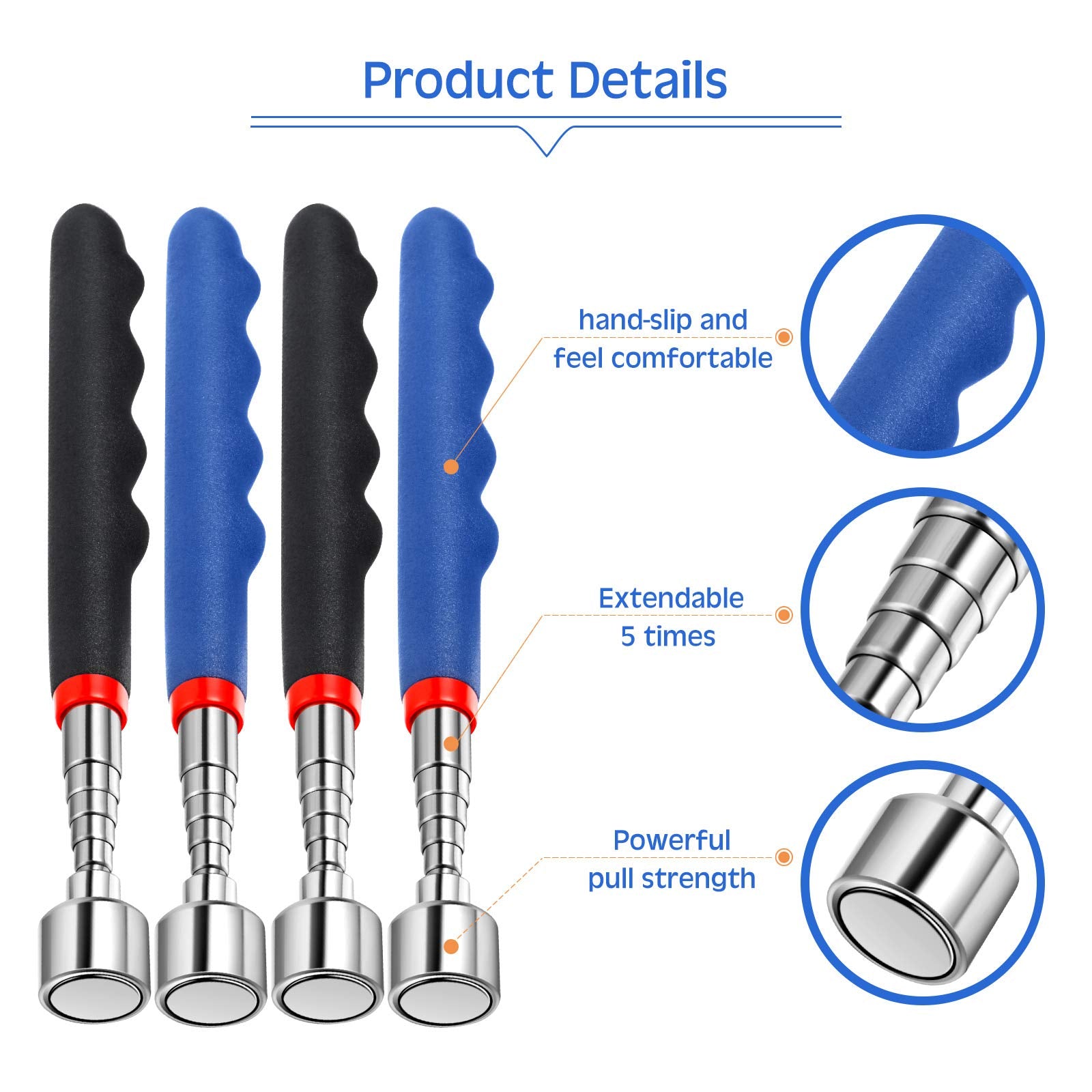 Patelai cushion-grip handle offers secure control during pickup tasks