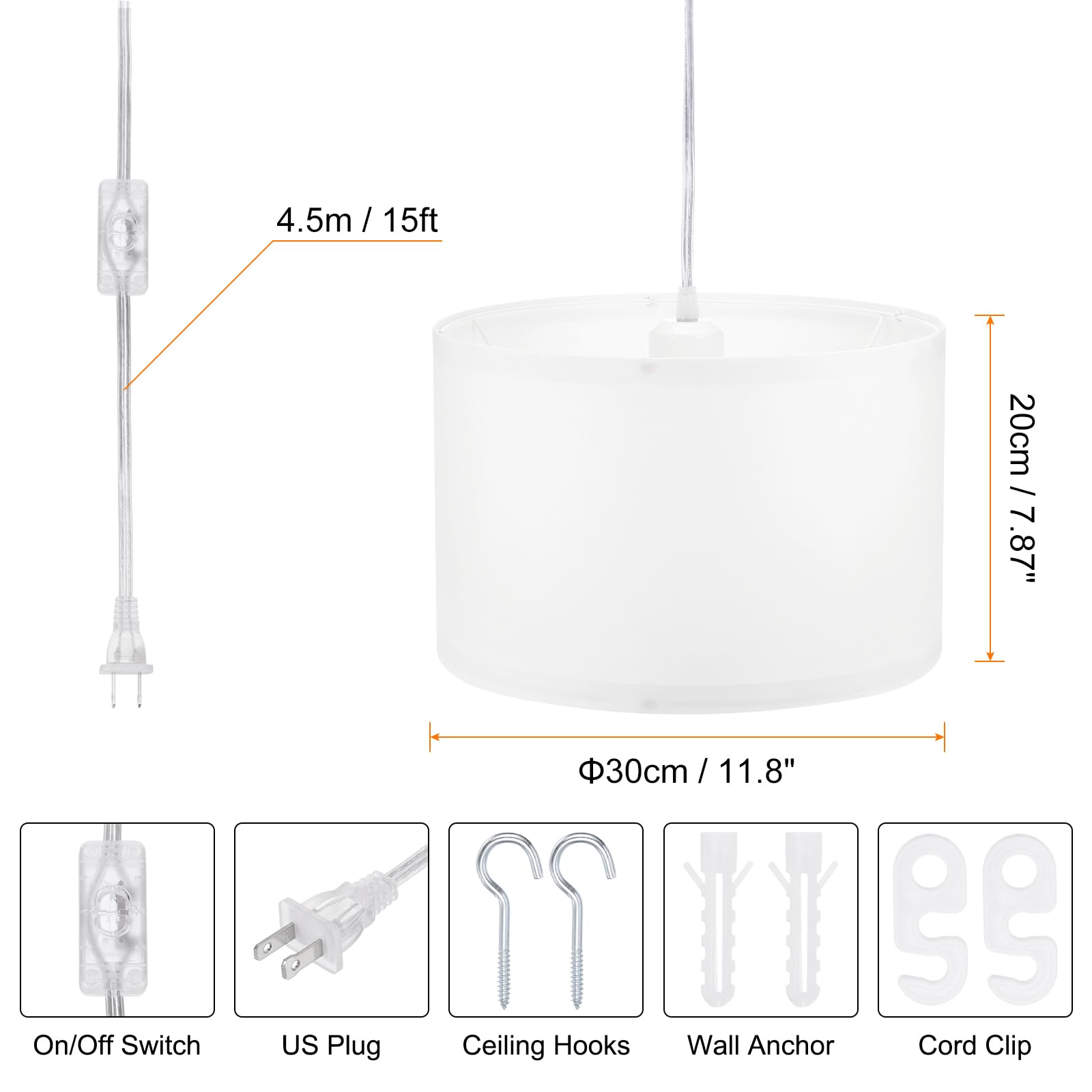 PATIKIL pendant light showing on/off switch for easy control