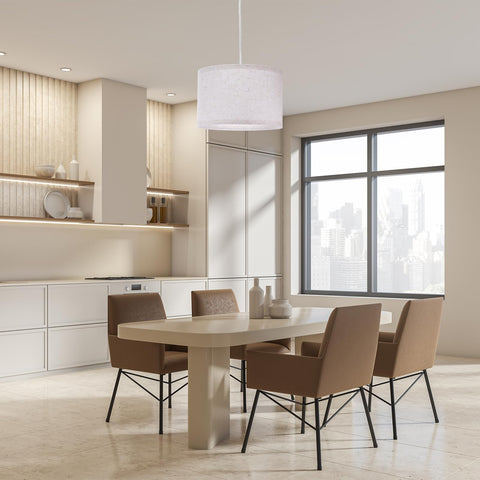 White finish PATIKIL pendant light blends with modern decor
