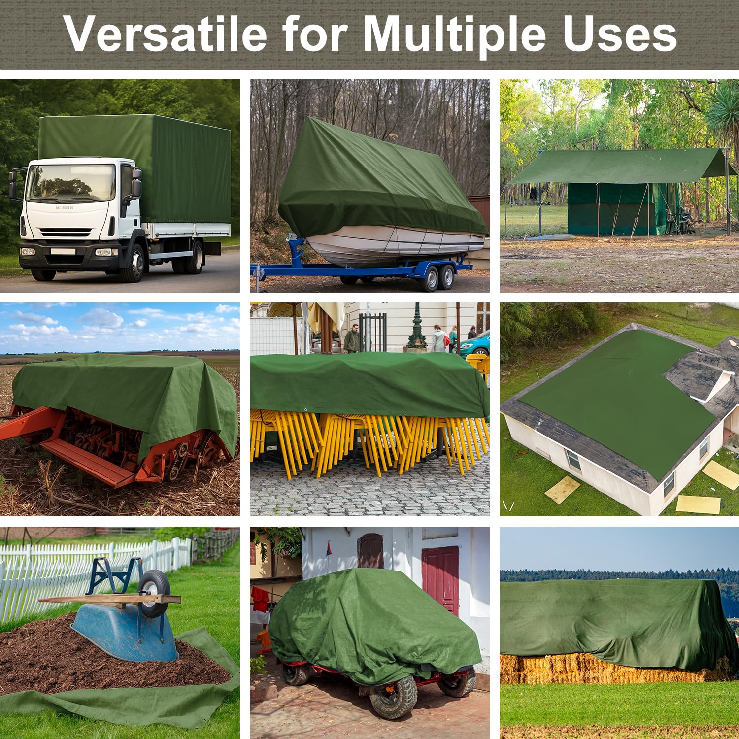 Patiobay canvas tarp green color blends with outdoor spaces.