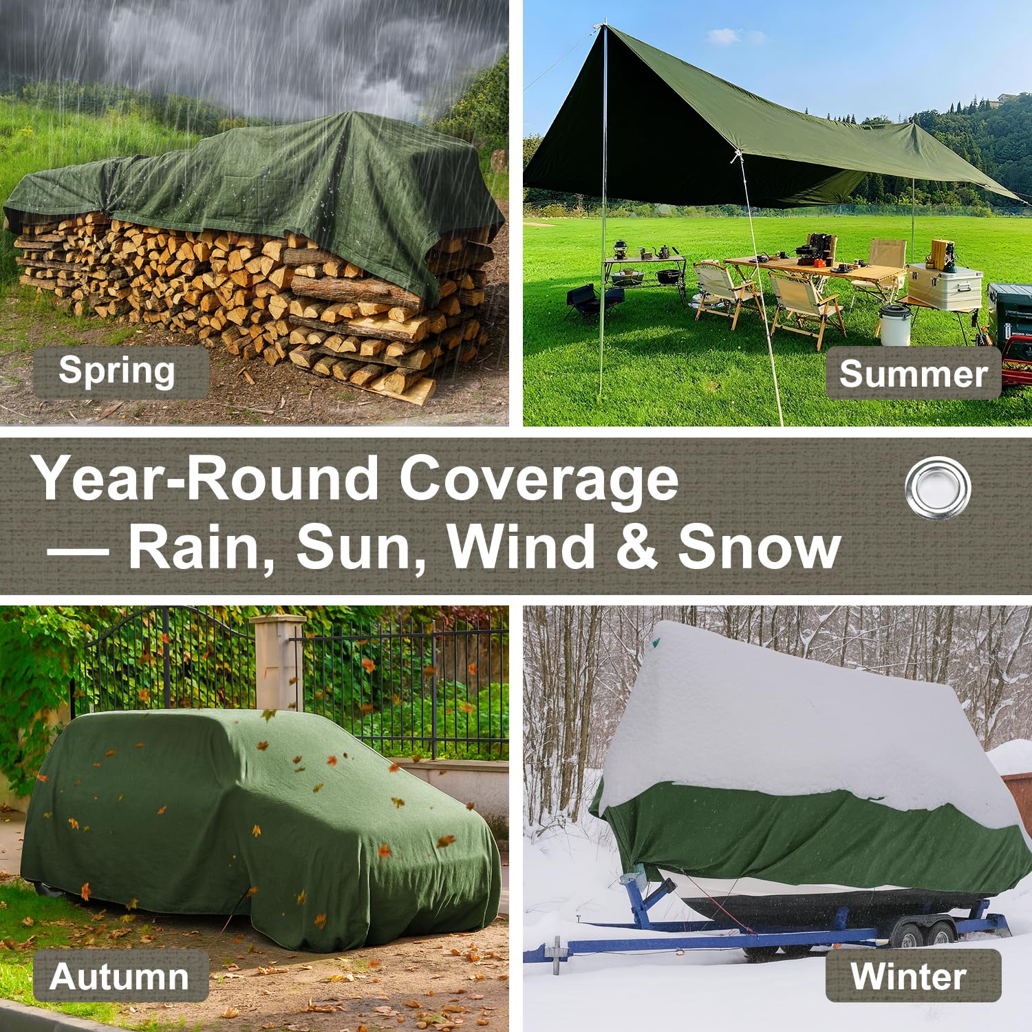 Patiobay canvas tarp multipurpose use for trucks, woodpiles, and shelters.
