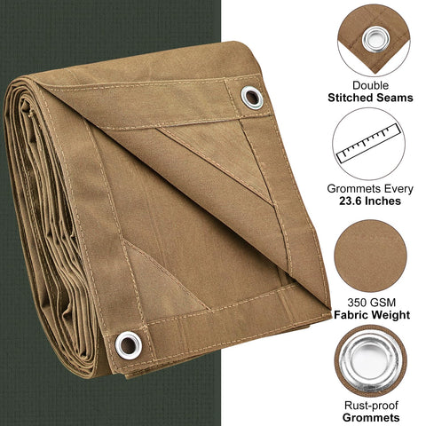 Patiobay heavy-duty tarp close-up of fabric and reinforced corners for durability