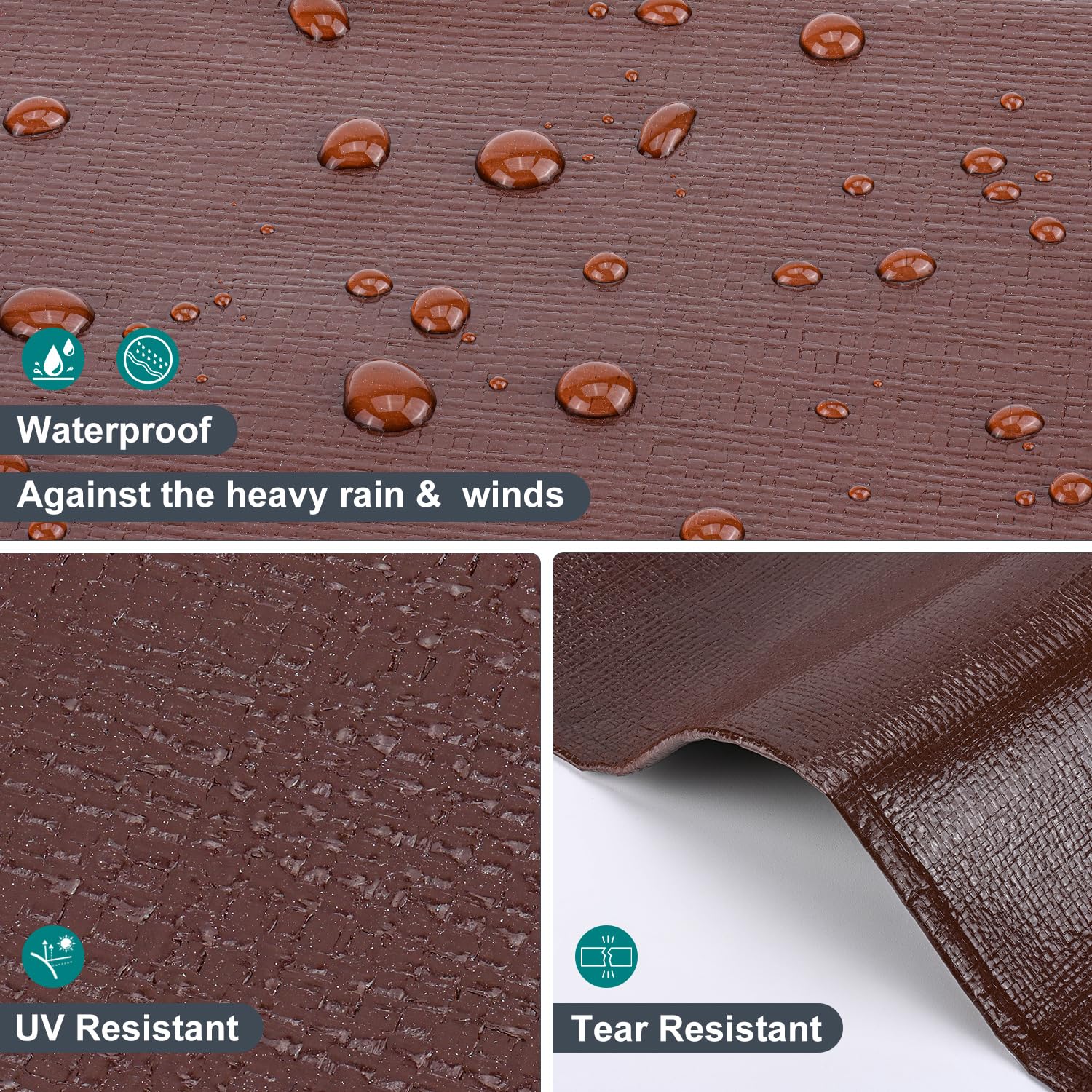 Patiobay tarp grommets-closeup shows sturdy metal rings for tying.