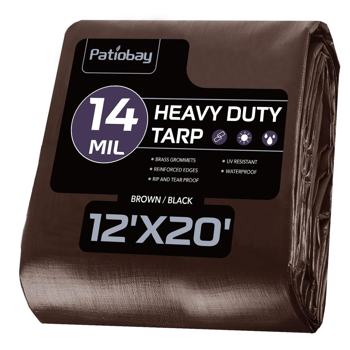 Patiobay tarp 12x20ft coverage provides reliable outdoor shielding for equipment and furniture.