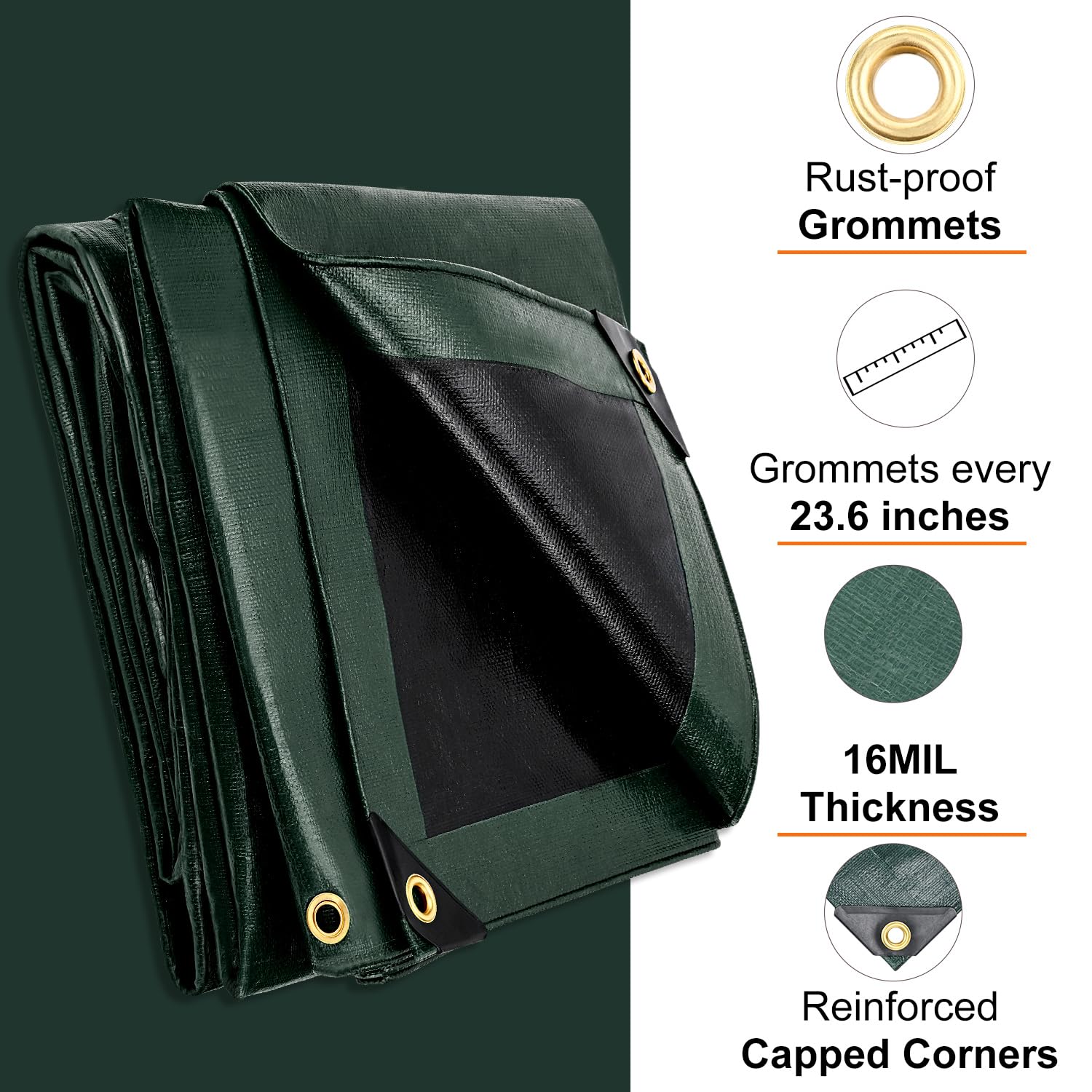 Patiobay tarp 16 mil thickness provides robust protection against rain and sun.