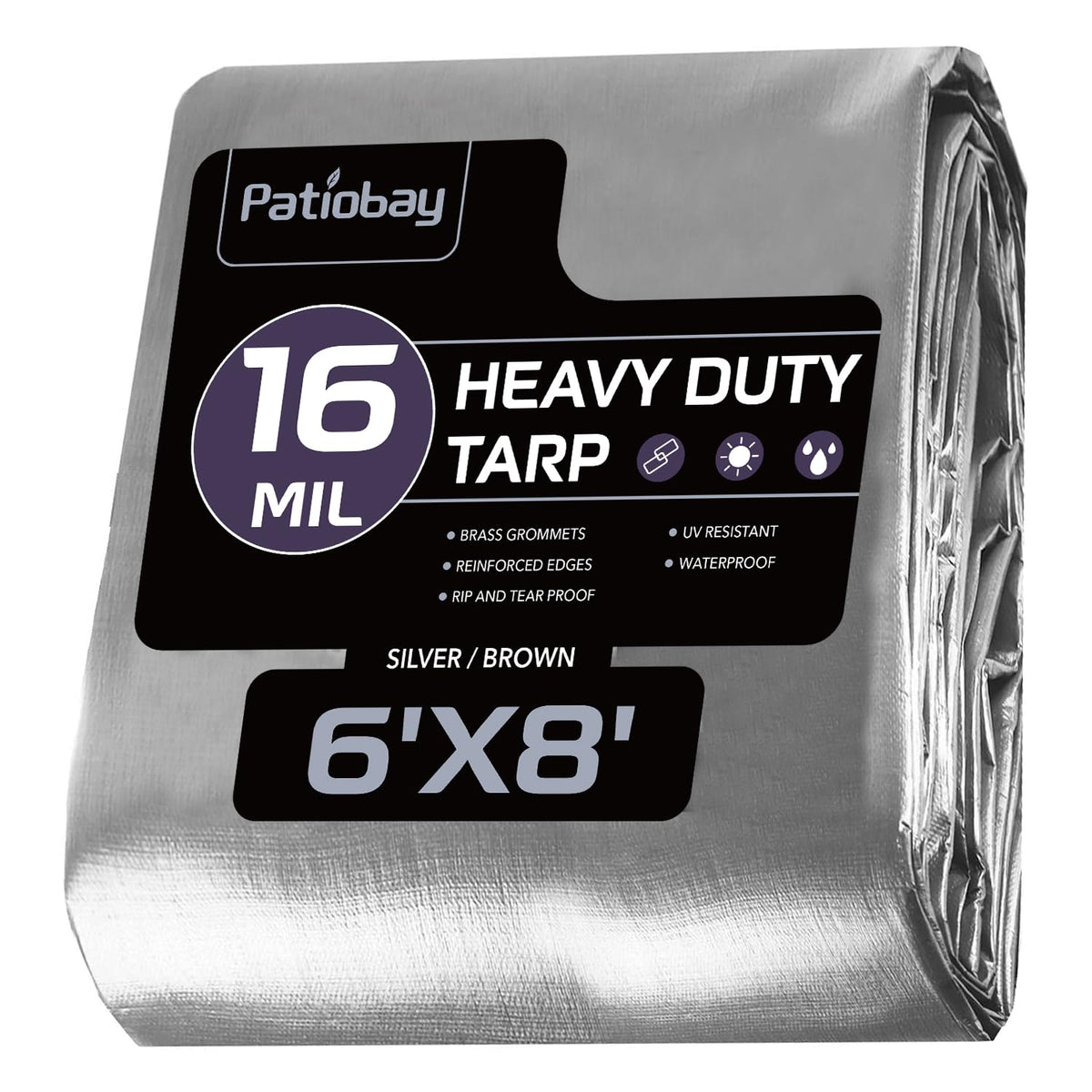 Patiobay 6x8ft tarp heavy-duty cover for durable outdoor protection.