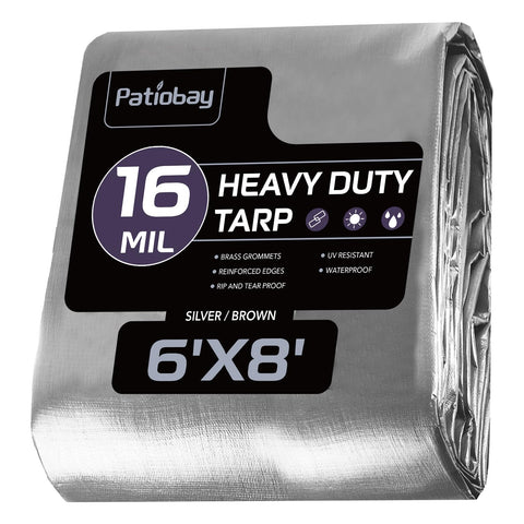 Patiobay 6x8ft tarp heavy-duty cover for durable outdoor protection.