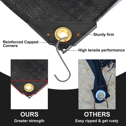 Patiobay tarp reinforced poly rope hem for durability.