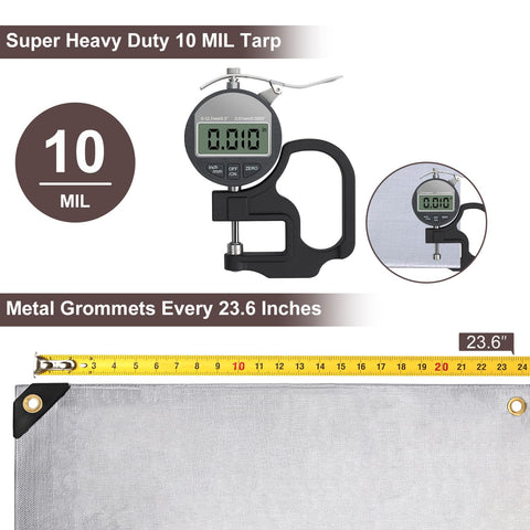 Patiobay tarp uses virgin polyethylene for durable, UV-resistant weather protection.